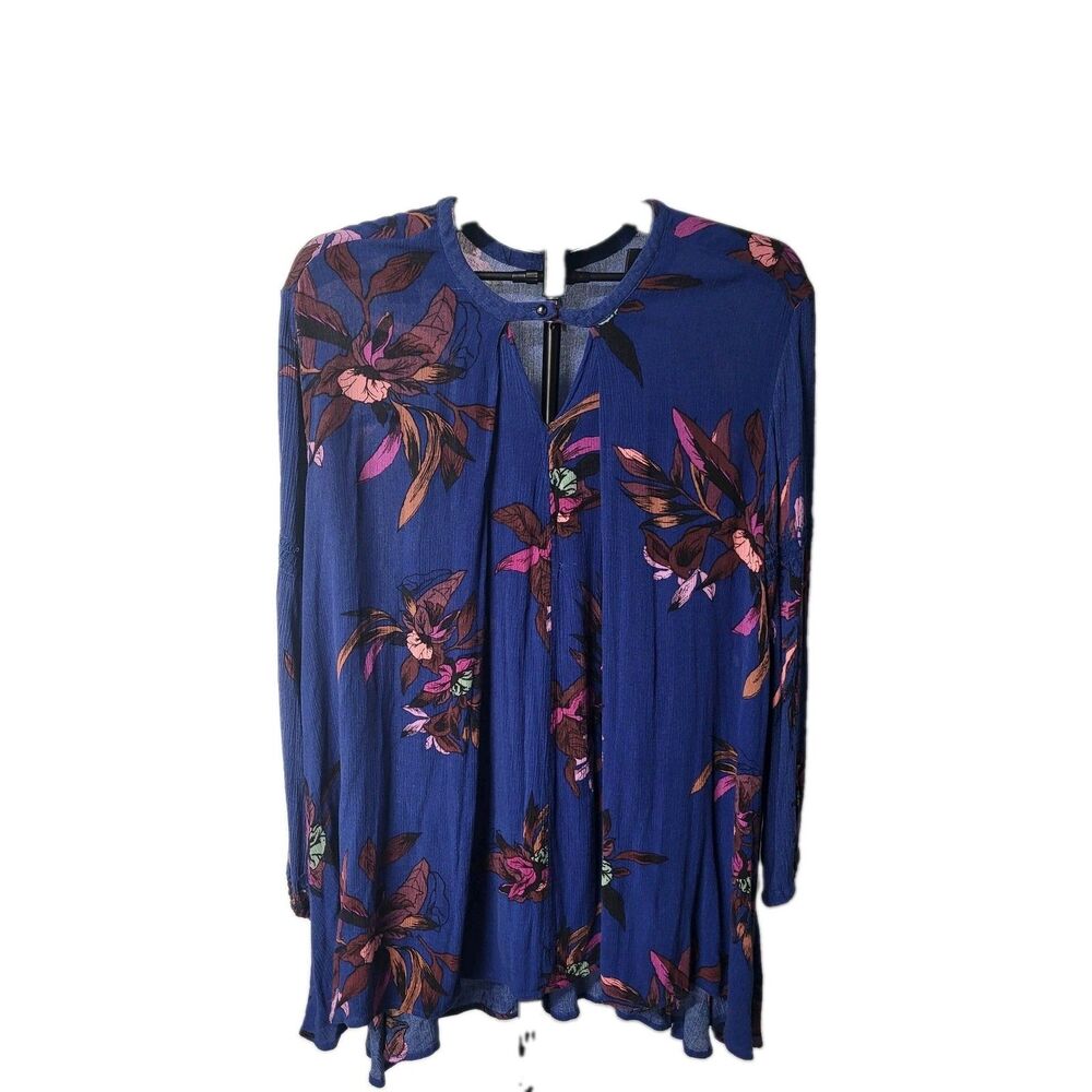 Free People Tunic Top Medium Floral Flowy Dress Boho Vivid Colors Rayon